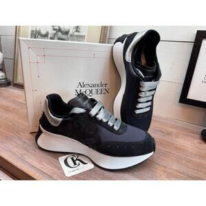 Alexander McQueen Black & Silver Oversized Sneakers Size 41 NIB